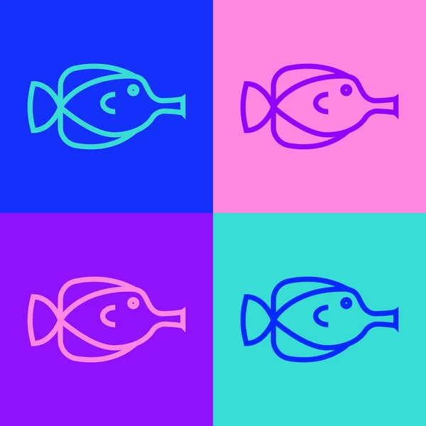 Pop art ligne Papillon poisson icône isolé sur fond de couleur. Vecteur — Image vectorielle