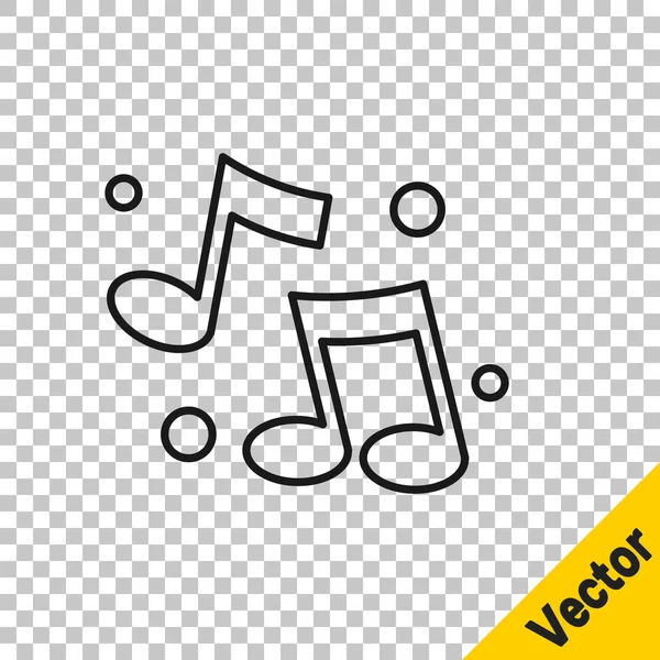 Línea negra Nota musical, icono de tono aislado sobre fondo transparente. Vector — Vector de stock