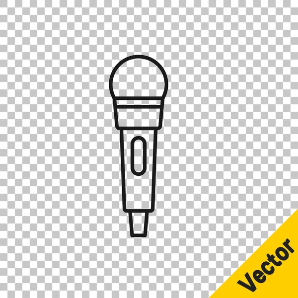 Schwarze Linie Mikrofonsymbol isoliert auf transparentem Hintergrund. Mikrofon im Radio. Lautsprecherzeichen. Vektor — Stockvektor