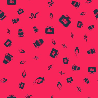 Kelebek balığı, Yılan, Mısır vazosu ve bayrağını kusursuz desene göre ayarla. Vektör