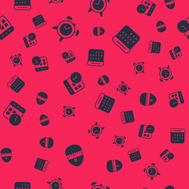 Mutfak zamanlayıcısını, alarmlı saati, takvimi ve kusursuz şablonu ayarla. Vektör