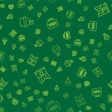 Çizgi pasta, Amerikan bayrağı ve Amerika 'nın Bağımsızlık Günü' nü kusursuz bir şablona ayarlayın. Vektör