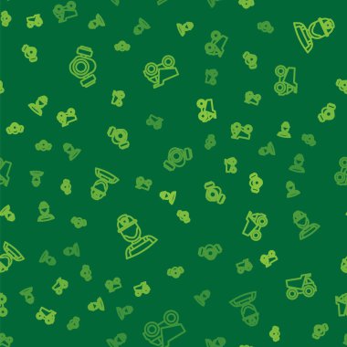 Gaz maskesi, kask takan madenci ve maden kamyonunu kusursuz bir şekilde ayarlayın. Vektör