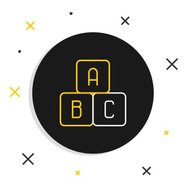 Hat ABC blok simgesi beyaz arkaplanda izole edildi. A, B, C harfli alfabe küpleri. Renkli taslak konsepti. Vektör