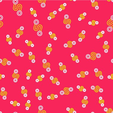 Line Route konum simgesi kırmızı arkaplanda izole edilmiş pürüzsüz desen. Harita işaretçisi işareti. Yol ya da yol kavramı. GPS navigatörü. Vektör