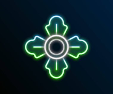 Parlayan neon hattı itfaiyeci ikonu siyah arka planda izole edildi. Renkli taslak konsepti. Vektör