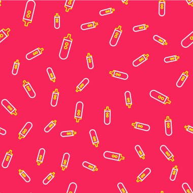 Elektronik çizgi sigara ikonu kırmızı arkaplanda izole edilmiş. Tüttürme aleti. Buharlaştırıcı Cihaz. Vektör