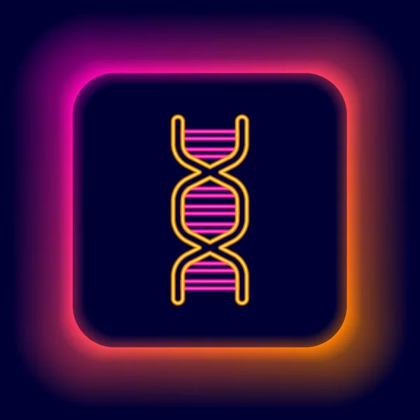 Világító neon vonal DNS szimbólum ikon elszigetelt fekete alapon. Színes vázlat koncepció. Vektor — Stock Vector