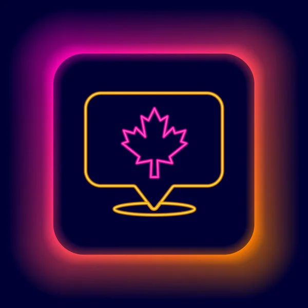 Parlayan neon hattı Kanada akçaağaç yaprağı ikonu siyah arkaplanda izole edildi. Kanada sembolü akçaağaç yaprağı. Renkli taslak konsepti. Vektör — Stok Vektör