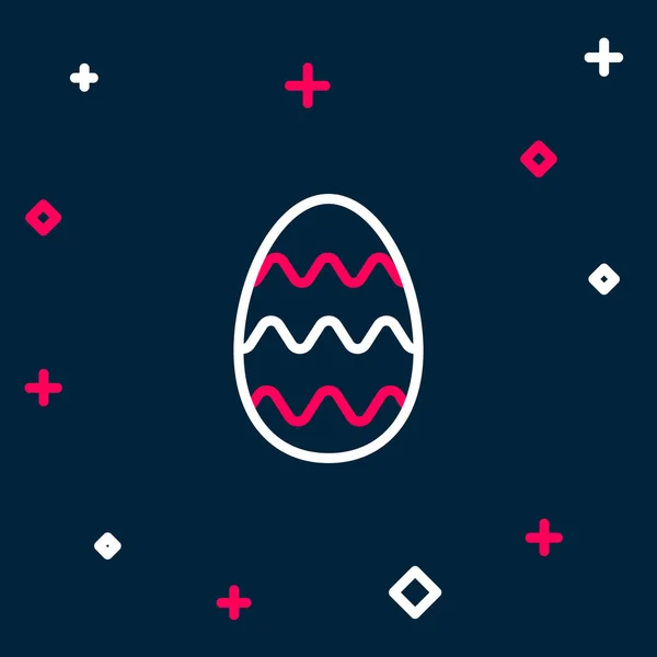 Ligne icône oeuf de Pâques isolé sur fond bleu. Joyeux Pâques. Concept de contour coloré. Vecteur — Image vectorielle