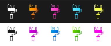 Boya fırçası simgesini siyah ve beyaz arkaplanda izole et. Vektör