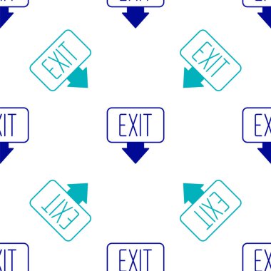 Mavi Yangın çıkış ikonu beyaz arka planda izole edilmiş kusursuz desen. Acil durum ikonunu ateşle. Vektör