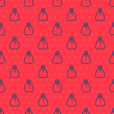 Mavi çizgi Eski para çantası simgesi kırmızı arka planda izole edilmiş. Nakit bankacılık tabelası. Vektör