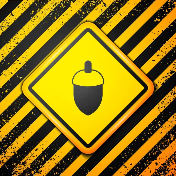 黄色の背景に隔離された黒いアコーンアイコン。警告サインだ。ベクトル — ストックベクタ
