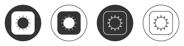 Svart sol ikon isolerad på vit bakgrund. Cirkelknappen. Vektor — Stock vektor
