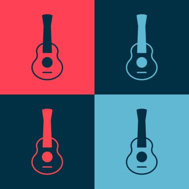Pop Art Guitar simgesi renk arkaplanında izole edildi. Akustik gitar. Telli müzik aleti. Vektör.