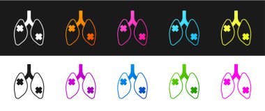 Hastalık Ciğerleri simgesini siyah beyaz arkaplanda izole et. Vektör.