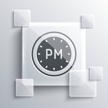 Grey Day time icon isolated on grey background. Time symbol. Square glass panels. Vector.