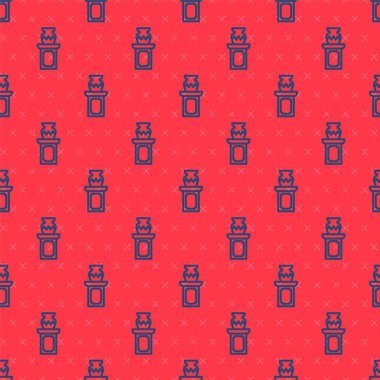 Mavi Hat Açık Artırma antik vazo simgesi kırmızı arka planda izole edilmiş pürüzsüz desen. Açık arttırma teklifi. Satış ve alıcılar. Vektör.