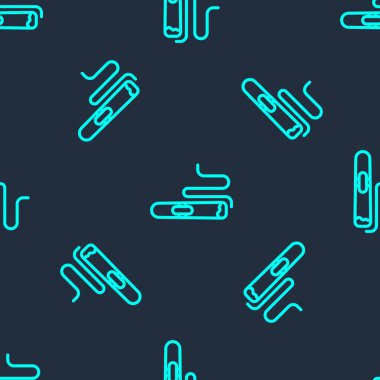 Yeşil çizgi simgesi mavi arkaplanda izole edilmiş pürüzsüz desen. Vektör.