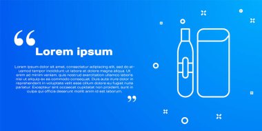 Mavi arka planda beyaz çizgi Elektronik sigara ikonu izole edildi. Tüttürme aleti. Buharlaştırıcı Cihaz. Vektör.