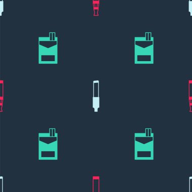 Elektronik sigara sigara ve sigara paketini pürüzsüz bir kalıba sokun. Vektör.