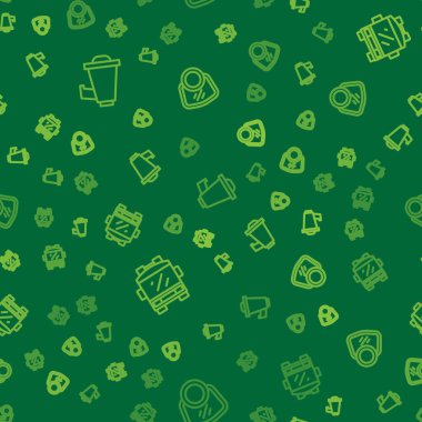 Megafon, itfaiye aracı ve gaz maskesini kusursuz bir şekilde ayarlayın. Vektör.