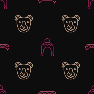 Kano Ayısı kafası ve Kış Şapkası 'nı kusursuz bir şekle sokun. Vektör.