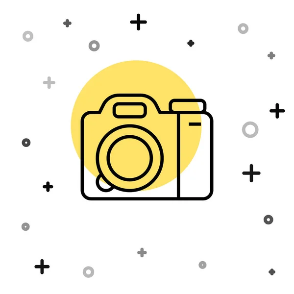 Schwarze Linie Fotokamera Symbol Isoliert Auf Weißem Hintergrund Fotokamera Digitale — Stockvektor