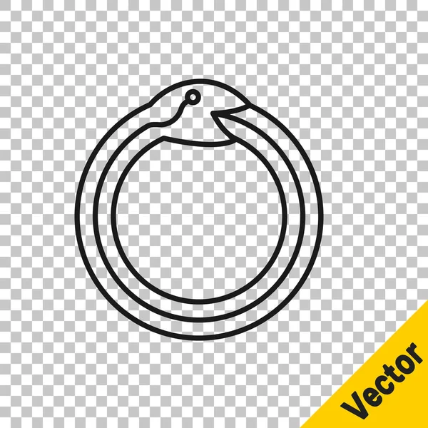 Черная Линия Магический Символ Ouroboros Значок Изолирован Прозрачном Фоне Змея — стоковый вектор
