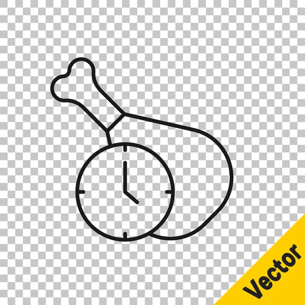 Schwarze Linie Essenszeit Symbol Isoliert Auf Transparentem Hintergrund Zeit Zum — Stockvektor