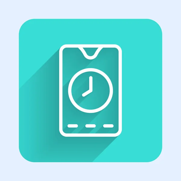 White Line Alarm Clock App Smartphone Interface Icon Isolated Long — Stock Vector