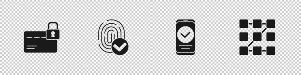 Ορισμός Πιστωτικής Κάρτας Κλειδαριά Δακτυλικό Αποτύπωμα Smartphone Και Γραφικό Εικονίδιο — Διανυσματικό Αρχείο
