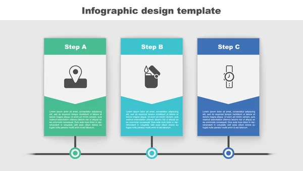 Ustaw Lokalizację Kempingu Zapalniczka Zegarek Nadgarstka Szablon Infograficzny Biznesu Wektor — Wektor stockowy