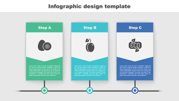 Definir Kiwi Fruto Ameixa Folha Eco Símbolo Modelo Infográfico Negócios —  Vetores de Stock