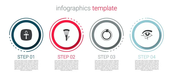 Set Croix Ankh Lotus Égyptien Symbole Magique Ouroboros Oeil Horus — Image vectorielle
