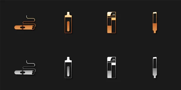 Set Sigaar Elektronische Sigarettenaansteker Sigarettenpictogram Vector — Stockvector