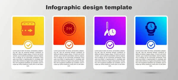 Set Time Vliegt Klok Dag Tijd Schoonmaken Klokken Bedrijfsinfographic Sjabloon — Stockvector