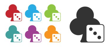 Siyah Oyun zar simgesi beyaz arkaplanda izole edildi. Kumarhane kumarı. Simgeleri renklendirin. Vektör