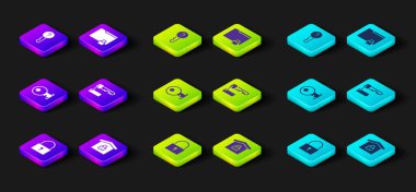 Set Lock, House under protection, Key, Marked key, Folder and lock and Undefined icon. Vector