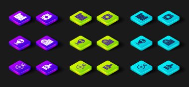 Set Compass, Alcohol drink Rum, Location pirate, Pirate coin, Gun powder barrel and treasure map icon. Vector