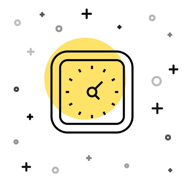 Black line Clock icon isolated on white background. Time symbol. Random dynamic shapes. Vector —  Vetores de Stock