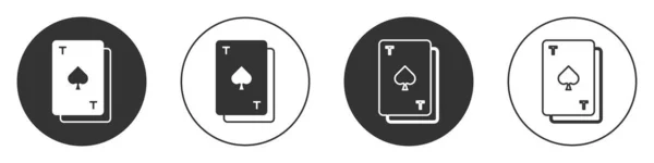 Black Playing Card Spades Symbol Icon Isolated White Background Casino — Vetor de Stock