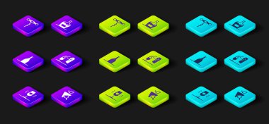 Set Wine glass, Grapes, Bottle of wine, Sommelier, Old bottle and corkscrew icon. Vector