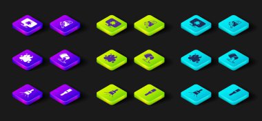 Set Paint brush, spray, bucket, Car painting and  icon. Vector