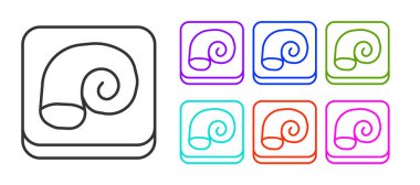 Black line Octopus on a plate icon isolated on white background. Set icons colorful. Vector.