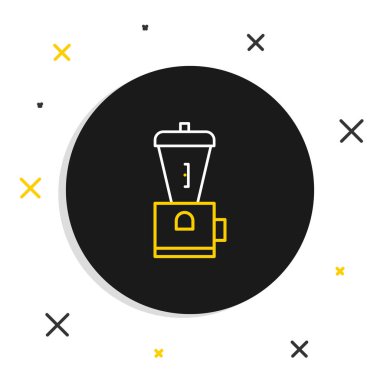 Elektrikli kahve öğütücüsü simgesi beyaz arka planda izole edilmiş. Renkli taslak konsepti. Vektör