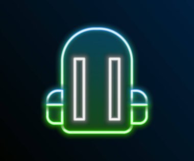 Parlayan neon çizgisi okul sırt çantası simgesi siyah arkaplanda izole edildi. Renkli taslak konsepti. Vektör