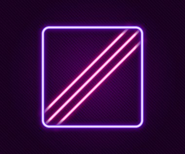 Parlayan neon çizgi dikiş şablonu simgesi siyah arkaplanda izole edildi. Dikiş için işaretler. Renkli taslak konsepti. Vektör