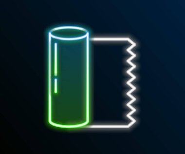 Parlayan neon hattı Tekstil kumaş rulo simgesi siyah arkaplanda izole edildi. Yuvarlan, paspas, halı, halı, halı ya da kağıt rulo ikonu. Renkli taslak konsepti. Vektör